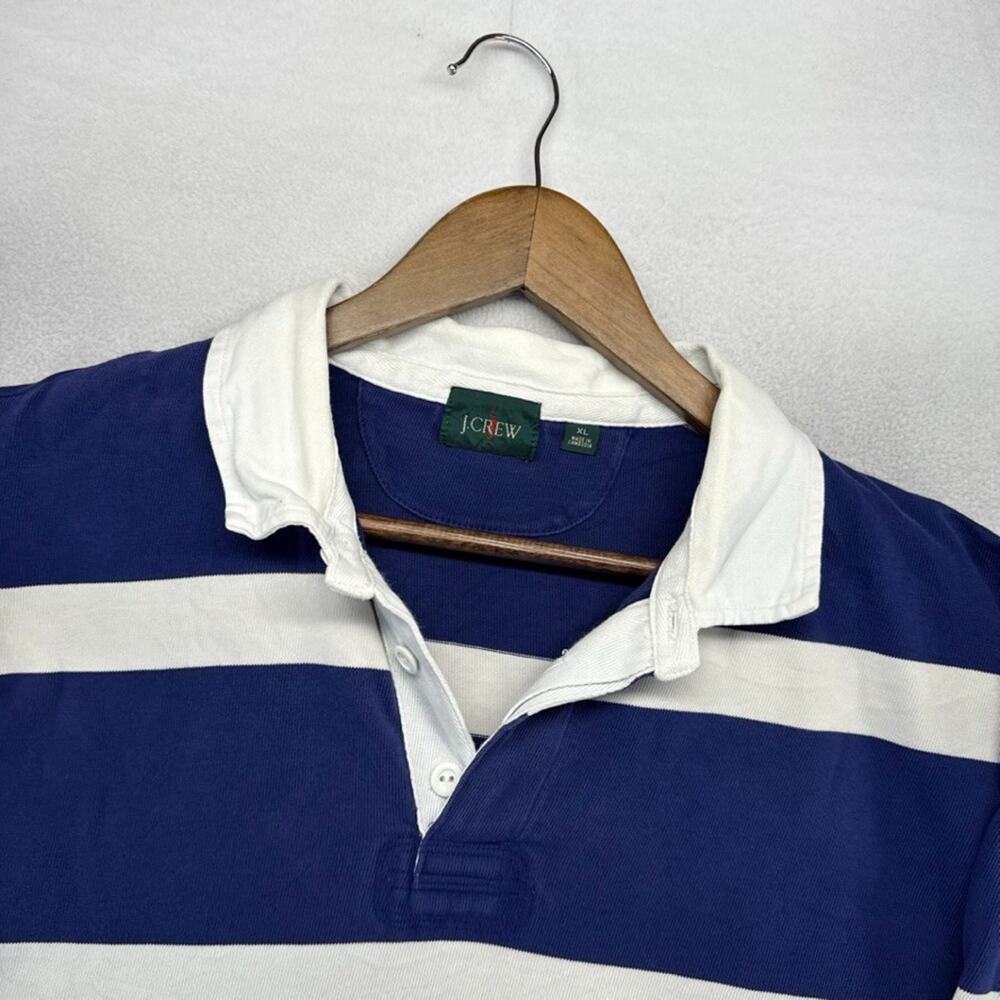Vintage J Crew Rugby Shirt Men's XL Blue White Colorblock Thick Heavy Yacht y2k - Picture 2 of 7